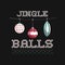 Merry Christmas emblem design with xmas balls toys. Xmas typography logo label llustration. Jingle balls text. Stock