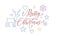 Merry Christmas embroidery font and decorations for holiday greeting card design. Vector Christmas knitted calligraphy text, New Y