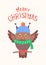 Merry Christmas Feathered Owl Vector Isolated