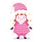 Merry christmas female helper cartoon decoration and celebration icon