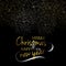 Merry Christmas. Festive black background with gold calligraphic greeting text