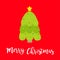 Merry Christmas Fir-tree icon. Yellow star tip top. Round ball light candy cane toy set. Green triangle simple shape form. Red