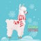 Merry Christmas funny card with llama