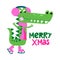 Merry Christmas - Funny phrase for Christmas with cute crocodile.