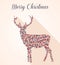 Merry Christmas geometric reindeer postcard