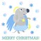 Merry Christmas gift card with Cute grey rat