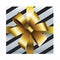 merry christmas gift striped with golden bow icon