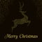 Merry Christmas gold deer luxury greeting card design. Reindeer made of golden glitter dust on dark background. EPS10