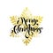 Merry Christmas gold glitter snowflake greeting card