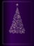 Merry Christmas gold invitation. Background purple color on Dark Light