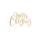 merry christmas gold logo handwritten lettering inscription holiday phrase