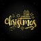 Merry Christmas golden handwritten lettering