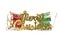 Merry Christmas golden text with red and green drum against the white background