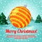 Merry Christmas greeting card with cute ball toy