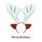 Merry Christmas greeting card with geometric horned reindeer on white background vector illustration