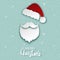 Merry Christmas greeting card with paper hipster Santa Claus beard