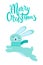 Merry Christmas Greeting Card Rabbit Long Ears