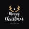 Merry christmas greeting gold  deer antlers black background