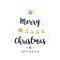Merry christmas greeting text gold santa sleigh white background