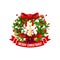 Merry Christmas greeting vector wreath icon