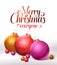 Merry christmas greetings card design with colorful christmas balls