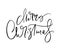 Merry Christmas hand drawn lettering text. Vector illustration Xmas calligraphy on white background. Isolated calligraphic element