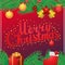 Merry christmas hand lettering caligraphy square postcard