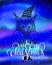 Merry christmas hand lettering inscription with owl on blured ba