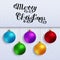 Merry Christmas Handwritten Lettering Isolated Text with Colorful Christmas Balls.