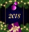 Merry Christmas and Happy 2018 New Year background with frame,