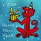 Merry Christmas and Happy New 2016 Year cartoon vector postcard with red monkey macaque with present