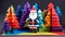 Merry Christmas and Happy New with Christmas tree,gift snow Santa Claus