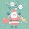 merry christmas and happy new year 2020 with cute santa claus, snowflake, star, reindeer, snowman in the winter season