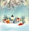 Merry Christmas and Happy New Year Background with 2024 and colorful gift boxes