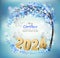 Merry Christmas and Happy New Year Background with 2024 numbers