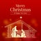 Merry christmas and happy new year banner with Nativity of Jesus scene on red background vector design