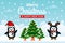 Merry Christmas and Happy New Year Banner template with penguins