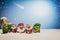 Merry Christmas and Happy New Year beautiful background. Decorated with Christmas cartoon painting rock