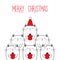 Merry Christmas Happy New Year. Christmas tree cats. Triangle shape. Cute cartoon kawaii pet set. Doodle line kitten kitty. Santa