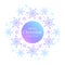 Merry christmas and happy new year in circle banner on abstract soft blue purple color gradient snow sign texture on white