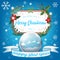 Merry Christmas and Happy New Year with cottage and snowflakes on Blue background, Christmas advertising concept. design vector wi