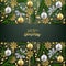 Merry Christmas Happy New Year decorative postcard, baubles and