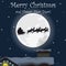 Merry Christmas and Happy New Year. Family house at night. Winter. Santa Claus and reindeer. Flat design. For your project.