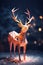 Merry christmas happy new year fancy gold deer shape in origami style on snowy background. Ai generated