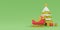 Merry Christmas and Happy New Year, gift boxes in santa\\\'s sleigh with christmas tree. 3d rendering