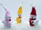 Merry Christmas and happy New Year greeting card with copy-space.Many snowmen standing in winter Christmas landscape.Winter