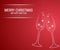 Merry Christmas and Happy New Year greeting card. Modern elegant. champagne glass