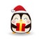 Merry Christmas and Happy new year, happy penguin wearing christmas hats santa claus with Christmas gifts isolated on white