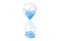 Merry Christmas & Happy new year holiday concept , Beautiful hourglass which contain blue sand flowing down for change 2020 to