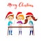 Merry Christmas Happy New Year Kids cooking xmas dinner. Cartoon vector characters. Cute childs in red holiday claus